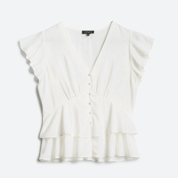 1. STATE Henry Flutter Sleeve Button Front Blouse - Size Large - Picture 1 of 6
